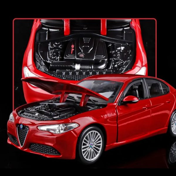 1 24 Alfa Romeo Giulia Diecast Model Cars Pull Back Doors Open Light Sound Toy Gifts For Kids C1 (7)