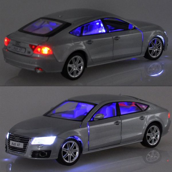 1 24 Audi A7 Coupe Diecast Model Cars Pull Back Doors Open Light Sound Toy Gifts For Kids (2)