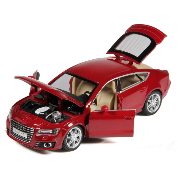 1 24 Audi A7 Coupe Diecast Model Cars Pull Back Doors Open Light Sound Toy Gifts For Kids (8)