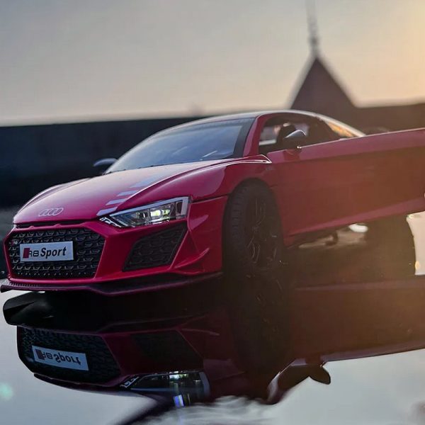 1 24 Audi R8 V10 Sport Diecast Model Cars Pull Back Doors Open Light Sound Toy Gifts For Kids (10)