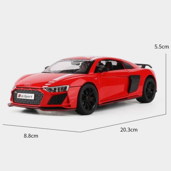 1 24 Audi R8 V10 Sport Diecast Model Cars Pull Back Doors Open Light Sound Toy Gifts For Kids (12)