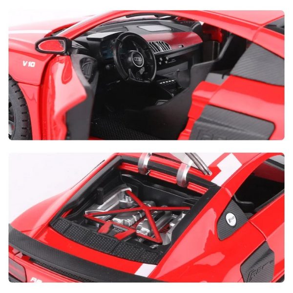 1 24 Audi R8 V10 Sport Diecast Model Cars Pull Back Doors Open Light Sound Toy Gifts For Kids (17)