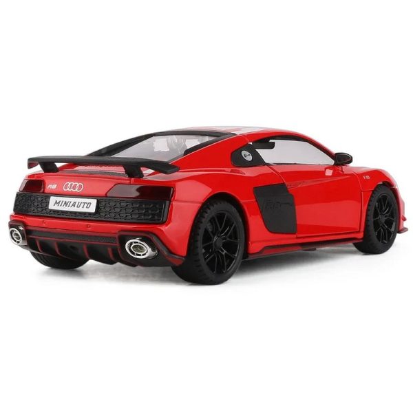 1 24 Audi R8 V10 Sport Diecast Model Cars Pull Back Doors Open Light Sound Toy Gifts For Kids (19)