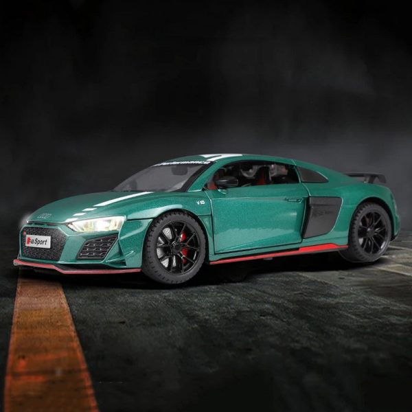 1 24 Audi R8 V10 Sport Diecast Model Cars Pull Back Doors Open Light Sound Toy Gifts For Kids (23)