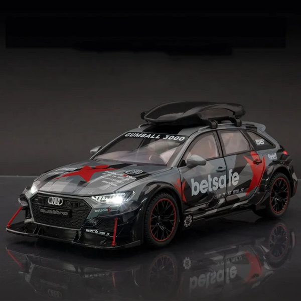 1 24 Audi RS6 DTM Diecast Model Cars Pull Back Doors Open Light Sound Toy Gifts For Kids (11)