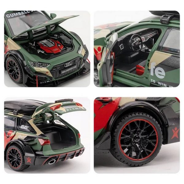 1 24 Audi RS6 DTM Diecast Model Cars Pull Back Doors Open Light Sound Toy Gifts For Kids (7)