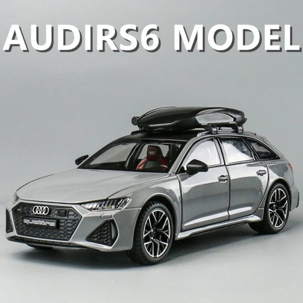 1 24 Audi RS6 Quattro Station Wagon Diecast Model Cars Pull Back Doors Open Light Sound Toy Gifts For Kids (10)