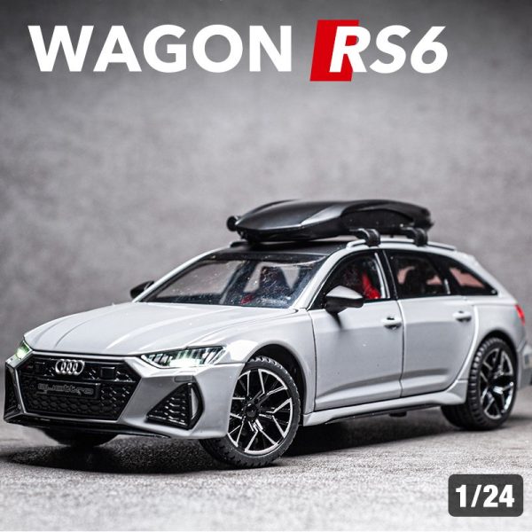 1 24 Audi RS6 Quattro Station Wagon Diecast Model Cars Pull Back Doors Open Light Sound Toy Gifts For Kids (11)