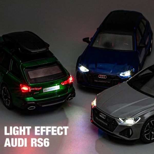 1 24 Audi RS6 Quattro Station Wagon Diecast Model Cars Pull Back Doors Open Light Sound Toy Gifts For Kids (12)