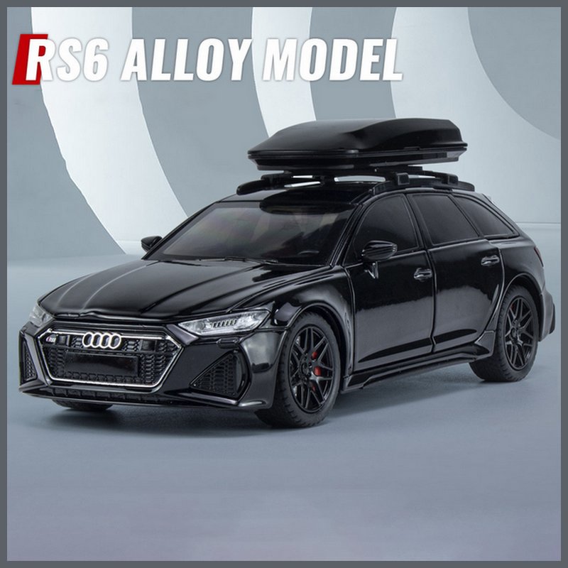 1 24 Audi RS6 Quattro Station Wagon Diecast Model Cars Pull Back Doors Open Light Sound Toy Gifts For Kids (5)