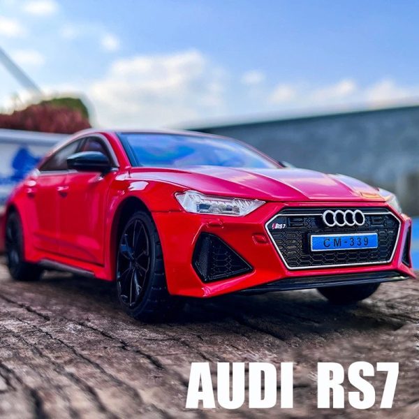 1 24 Audi RS7 Alloy Model Cars Pull Back Doors Open Light Sound Toy Gifts For Kids (9)