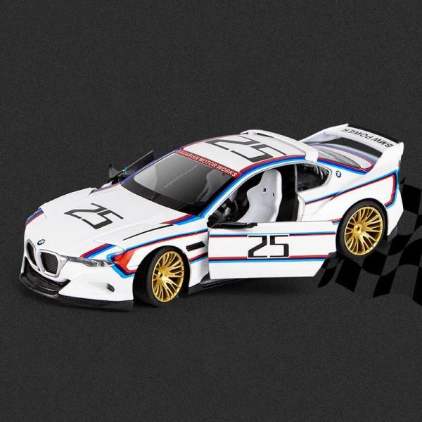 1 24 BMW 3.0 CSL Diecast Model Cars Pull Back Doors Open Light Sound Toy Gifts For Kids (3)