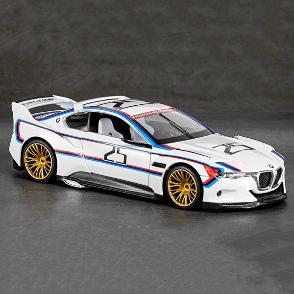 1 24 BMW 3.0 CSL Diecast Model Cars Pull Back Doors Open Light Sound Toy Gifts For Kids (5)