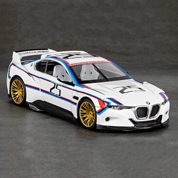 1 24 BMW 3.0 CSL Diecast Model Cars Pull Back Doors Open Light Sound Toy Gifts For Kids (6)