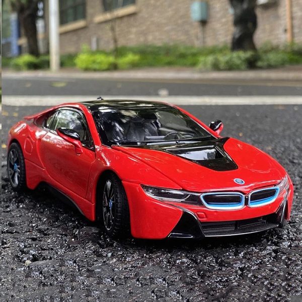 1 24 BMW I8 Supercar Diecast Model Cars Pull Back Doors Open Light Sound Toy Gifts For Kids (21)