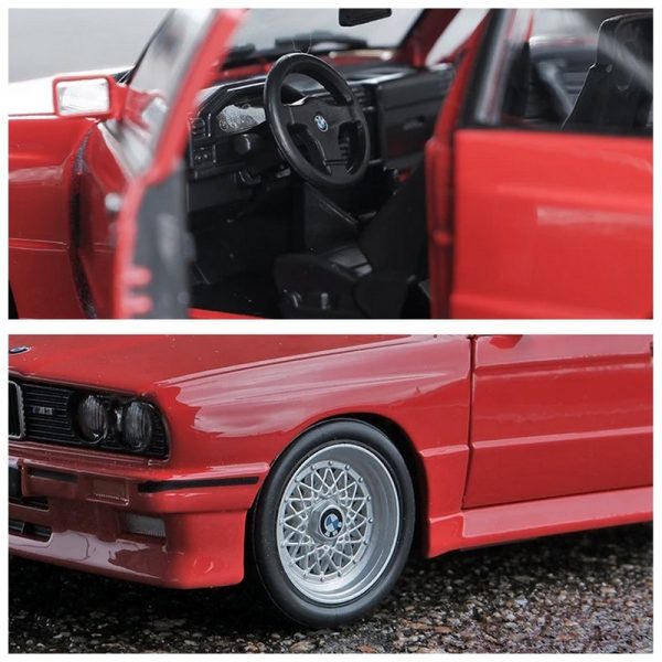 1 24 BMW M3 E30 1988 Diecast Model Cars Pull Back Doors Open Light Sound Toy Gifts For Kids (14)