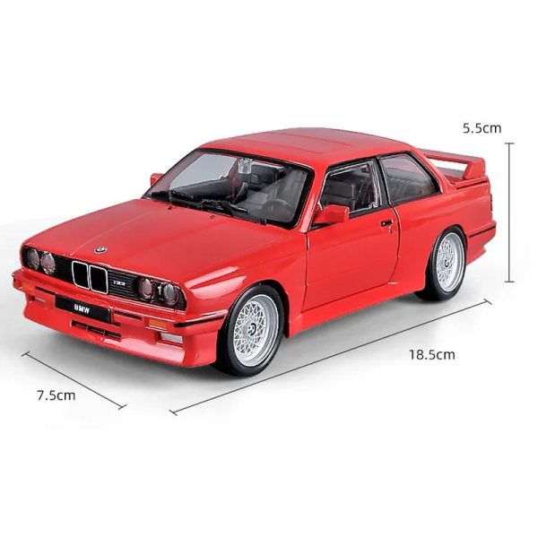 1 24 BMW M3 E30 1988 Diecast Model Cars Pull Back Doors Open Light Sound Toy Gifts For Kids (15)