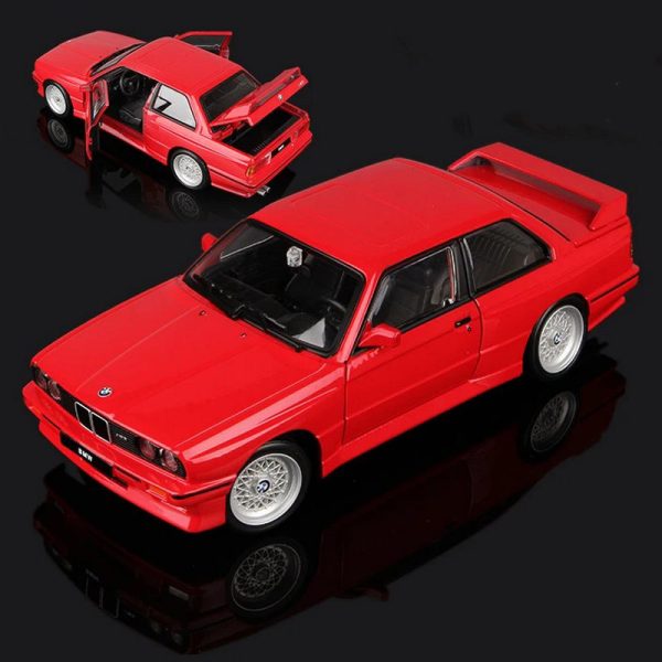 1 24 BMW M3 E30 1988 Diecast Model Cars Pull Back Doors Open Light Sound Toy Gifts For Kids (17)