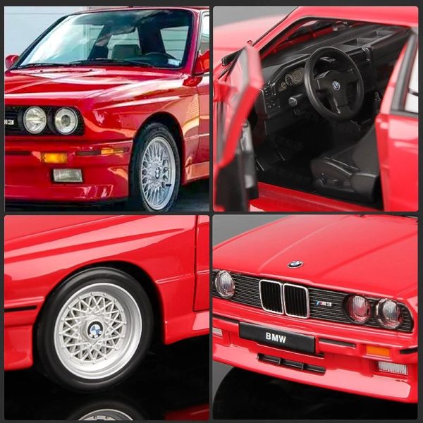 1 24 BMW M3 E30 1988 Diecast Model Cars Pull Back Doors Open Light Sound Toy Gifts For Kids (19)