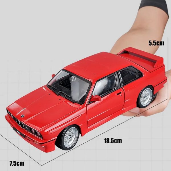 1 24 BMW M3 E30 1988 Diecast Model Cars Pull Back Doors Open Light Sound Toy Gifts For Kids (8)