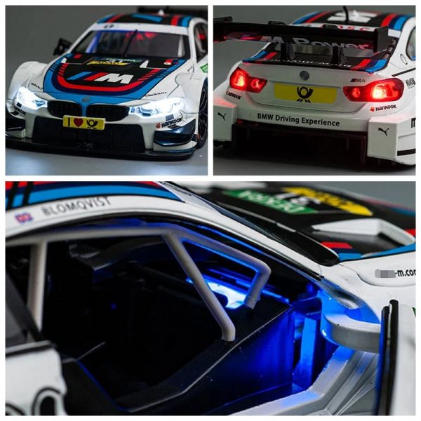 1 24 BMW M4 Diecast Model Cars Pull Back Doors Open Light Sound Toy Gifts For Kids (13)