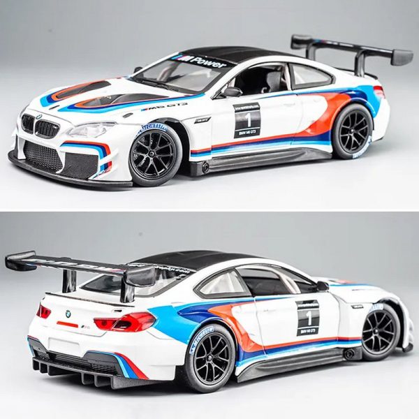 1 24 BMW M6 Diecast Model Cars Pull Back Doors Open Light Sound Toy Gifts For Kids (10)
