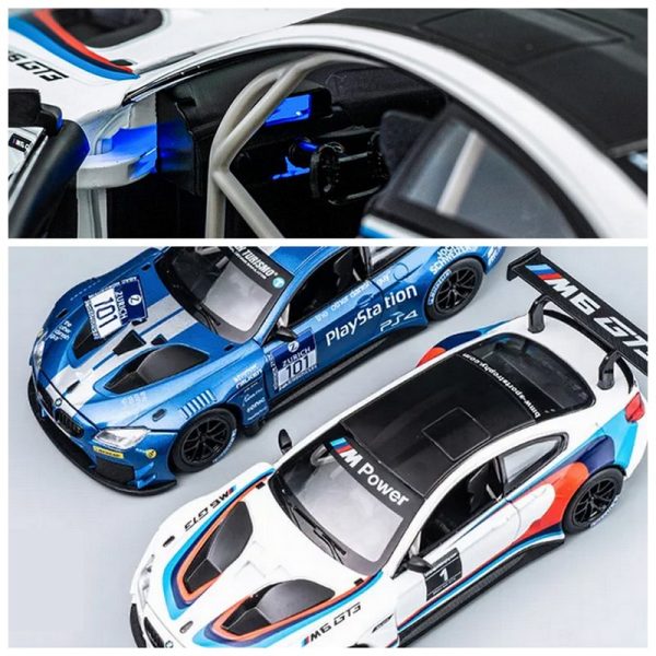 1 24 BMW M6 Diecast Model Cars Pull Back Doors Open Light Sound Toy Gifts For Kids (14)