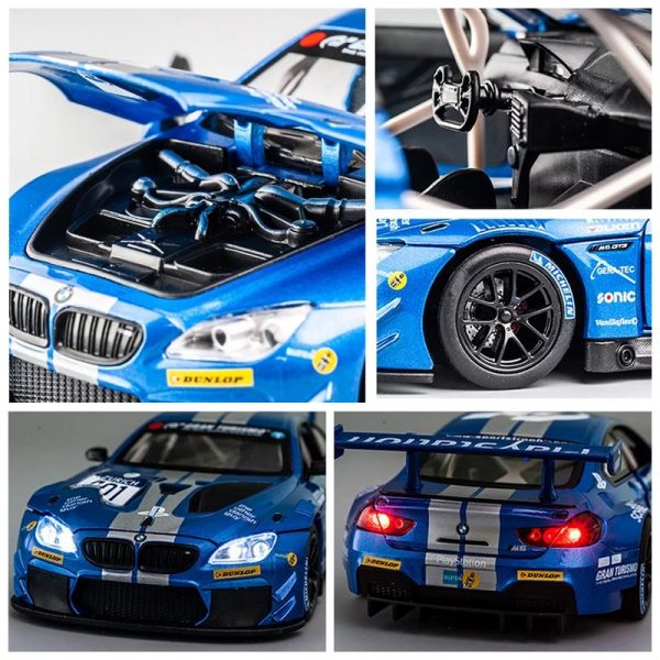 1 24 BMW M6 Diecast Model Cars Pull Back Doors Open Light Sound Toy Gifts For Kids (19)