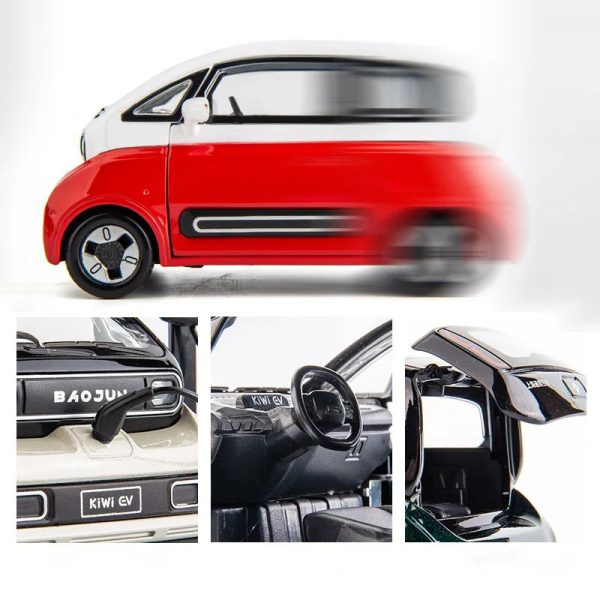 1 24 Baojun Kiwi EV Diecast Model Cars Pull Back Doors Open Light Sound Toy Gifts For Kids (18)