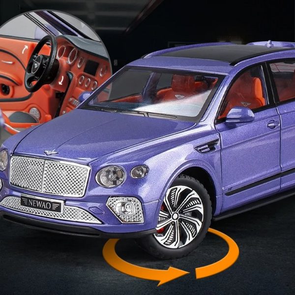 1 24 Bentley Bentayga Diecast Model Cars Pull Back Doors Open Light Sound Toy Gifts For Kids (10)