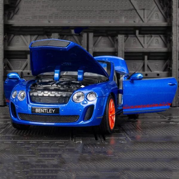1 24 Bentley Continental ISR Convertible Diecast Model Cars Pull Back Doors Open Light Sound Toy Gifts For Kids (9)