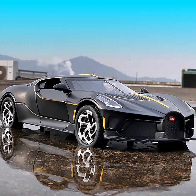 1 24 Bugatti La Voiture Noire Black Dragon Diecast Model Cars Doors Open Alloy Toy Gifts For Kids (1)