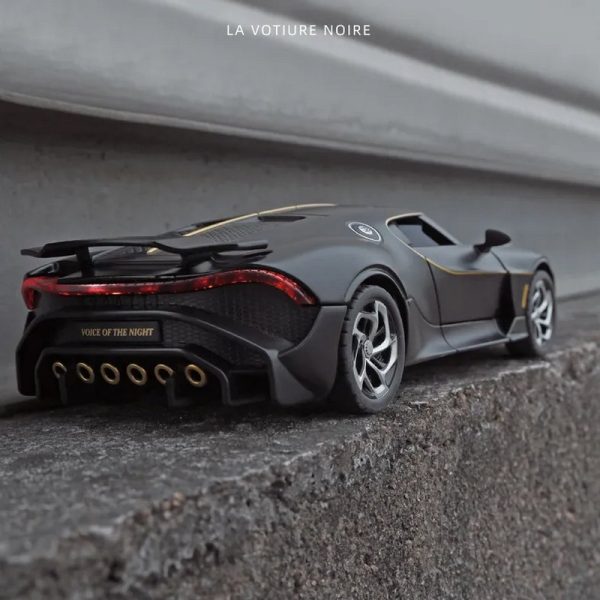 1 24 Bugatti La Voiture Noire Black Dragon Diecast Model Cars Doors Open Alloy Toy Gifts For Kids (7)