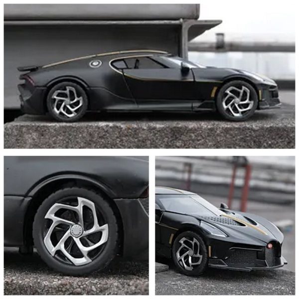 1 24 Bugatti La Voiture Noire Black Dragon Diecast Model Cars Doors Open Alloy Toy Gifts For Kids (8)
