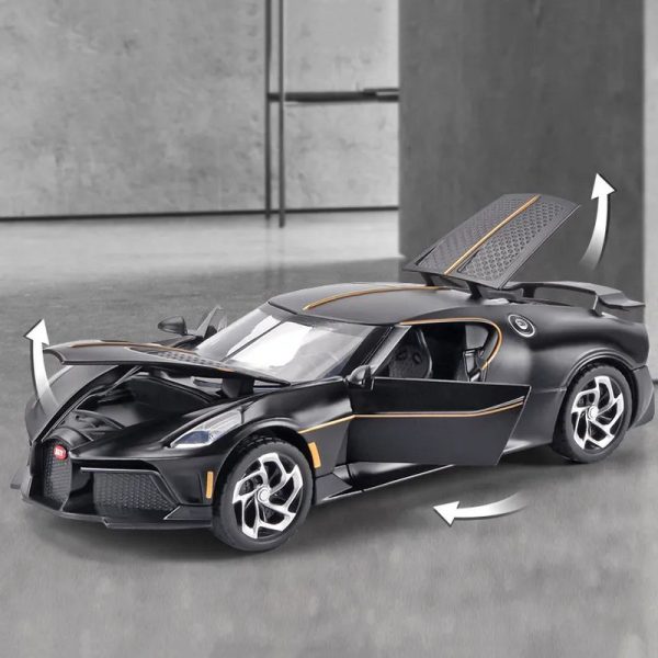 1 24 Bugatti La Voiture Noire Black Dragon Diecast Model Cars Doors Open Alloy Toy Gifts For Kids (9)