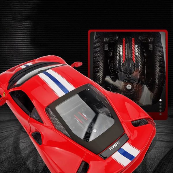 1 24 Ferrari 488 Pista Diecast Model Cars Doors Open Alloy Toy Gifts For Kids (10)