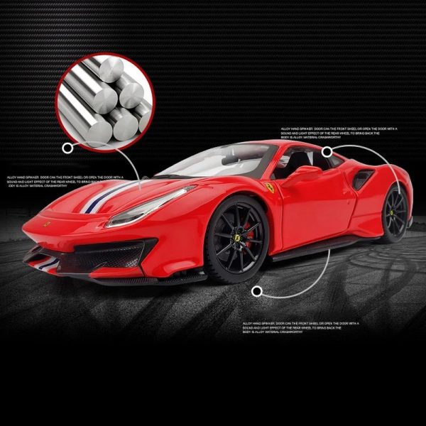 1 24 Ferrari 488 Pista Diecast Model Cars Doors Open Alloy Toy Gifts For Kids (7)