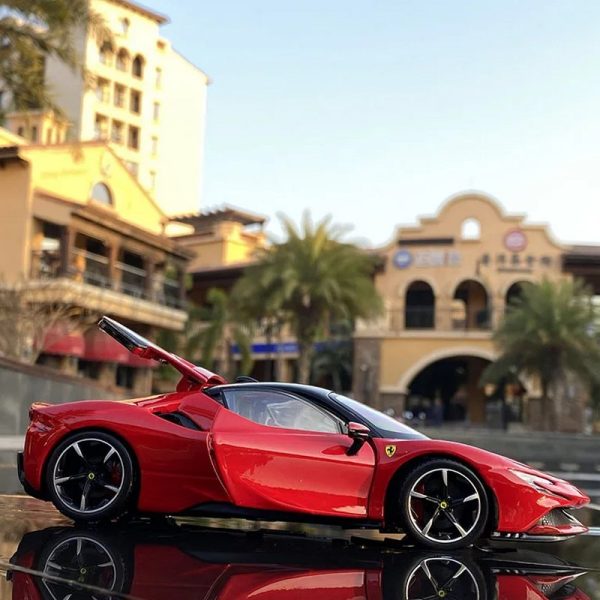 1 24 Ferrari SF90 Stradale Diecast Model Cars Doors Open Alloy Toy Gifts For Kids (13)
