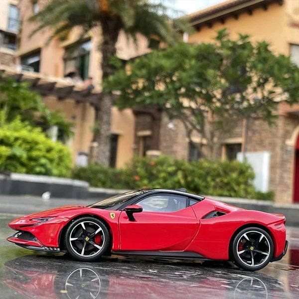 1 24 Ferrari SF90 Stradale Diecast Model Cars Doors Open Alloy Toy Gifts For Kids (14)