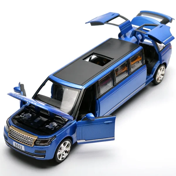 1:32 Rover Range rover Lengthen Alloy Limousine Metal Diecast Car Model Pull Back Flashing Musical Kids Toy Vehicles Gift - Image 4