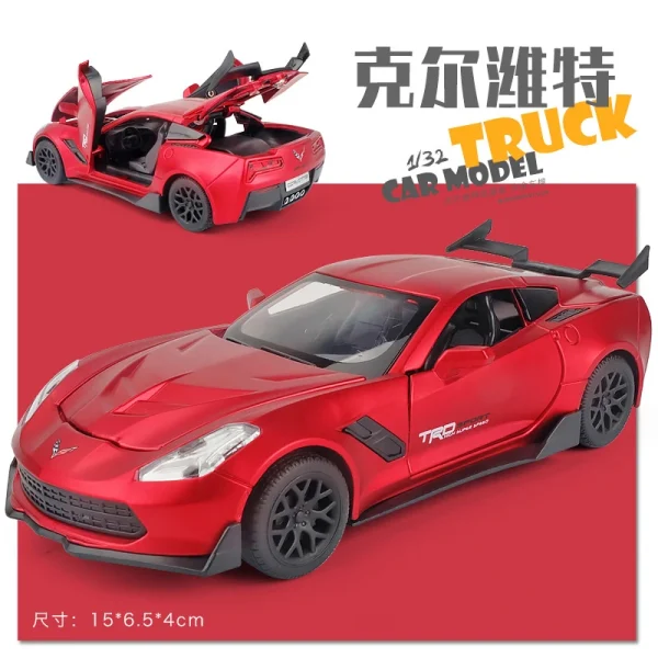 1:32 Corvette ZR1 Supercar Model Car Alloy Car Sound and light Simulation Pull Back Vehicles Cars Toys Birthday gift - Image 4