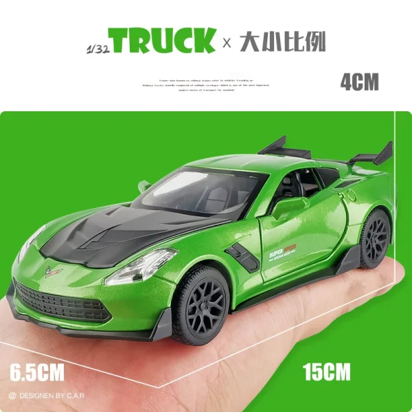 1:32 Corvette ZR1 Supercar Model Car Alloy Car Sound and light Simulation Pull Back Vehicles Cars Toys Birthday gift - Image 2