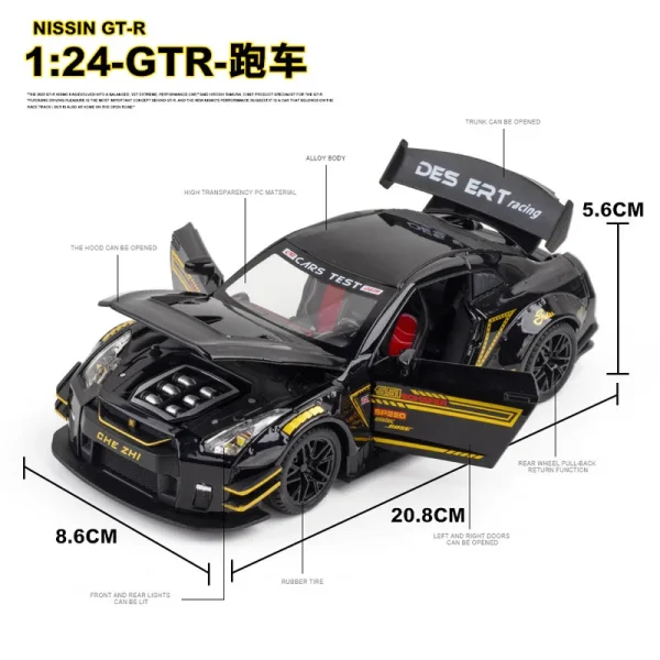 1:24 Nissan Skyline Ares GTR R35 Diecasts & Toy Vehicles Metal Toy Car Model High Simulation Pull Back Collection Kids Toys - Image 3