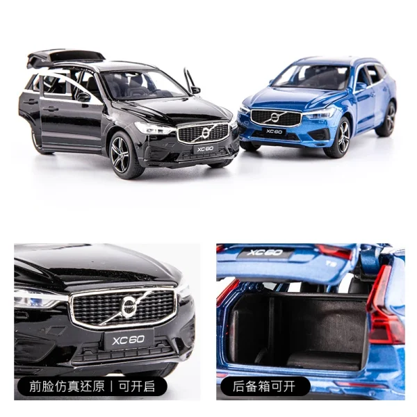 1:32 VOLVOS XC60 XC90 SUV Off-road Diecast Alloy Car Model Toy Cars Sound Light Pull Back Car Vehicle Children Toy Collection - Image 5
