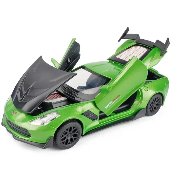 1:32 Corvette ZR1 Supercar Model Car Alloy Car Sound and light Simulation Pull Back Vehicles Cars Toys Birthday gift - Image 5