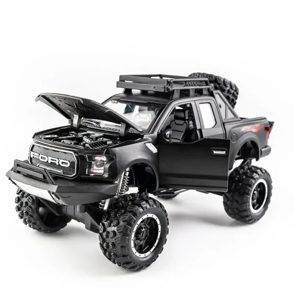 New 1:32 Ford Raptor F150 Alloy Diecast Car Model Toys Sound Light Toy Pickup Truck Pull Back Vehicle For Children машинки - Image 5