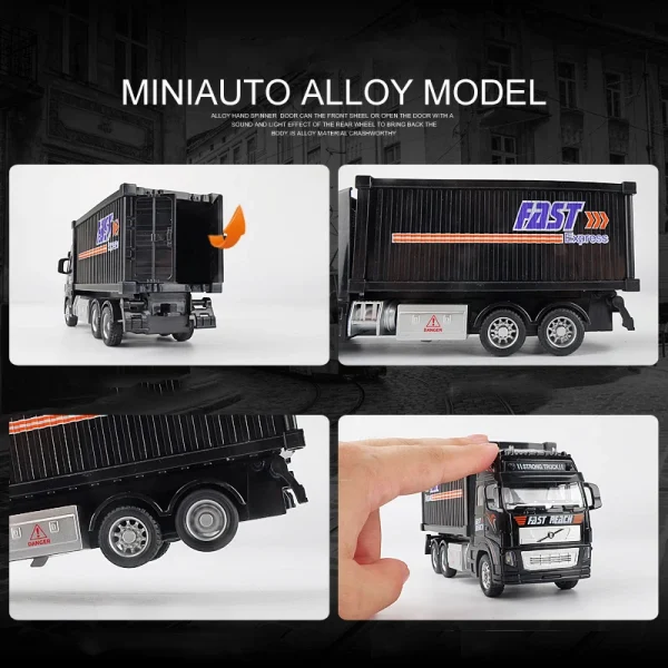 1:32 simulation container truck inertia transport vehicle engineering vehicle children's toy car boy big truck pull back car - Image 4