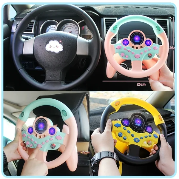 Cute Children Steering Wheel Toy with Light Simulation Driving Sound Music Funny Educational Baby Electronic Travel Kids Toys - Image 3