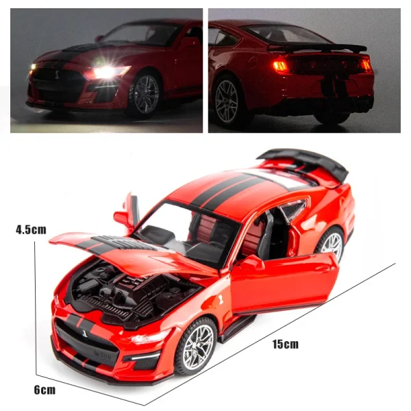 1:32 Ford Mustang Shelby GT500 Supercar High Simulation Car Model Alloy Pull Back Kid Toy Car 4 Open Door Children's Gifts - Image 4