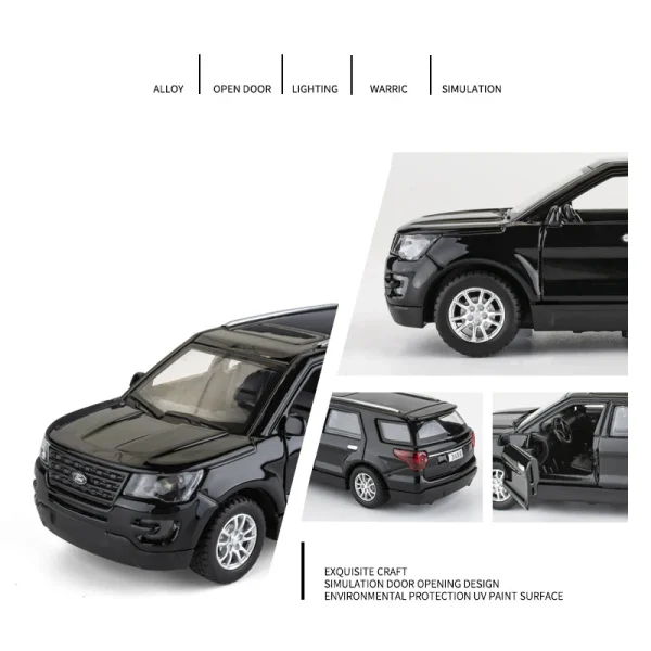 New 1:36 Ford Explorer Alloy Car Model Sound and light Diecasts & Toy Vehicles Toy Cars Kid Toys For Children Collection Gifts - Image 3
